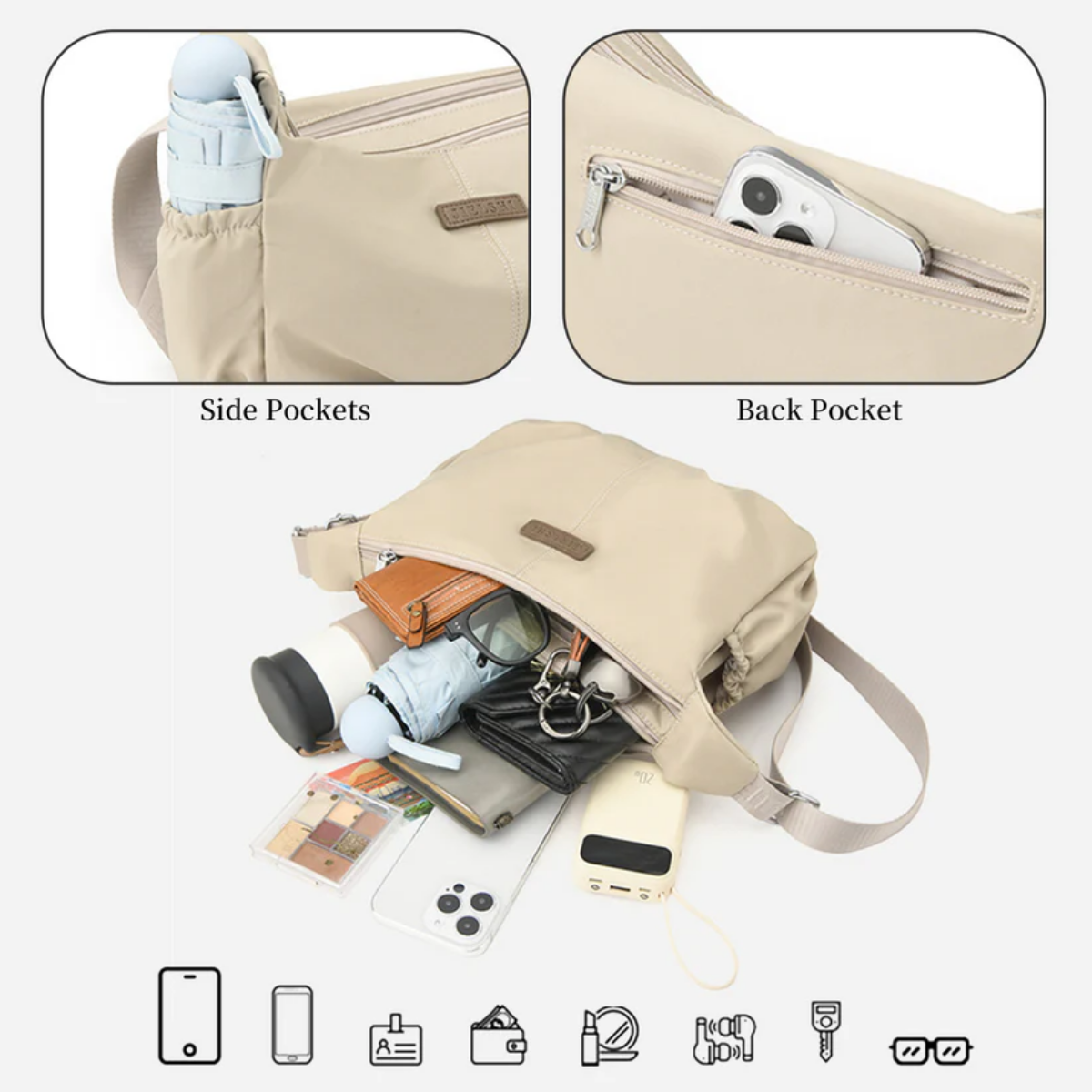 nylon tote bag waterproof lightweight hobo style