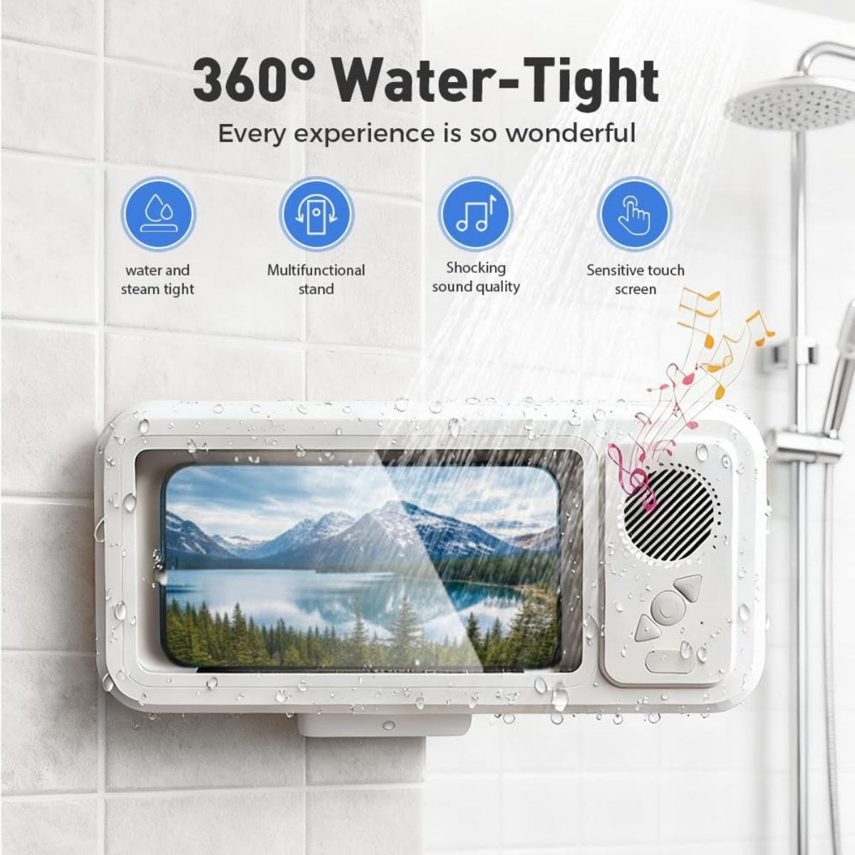 shower phone holder anti fog screen