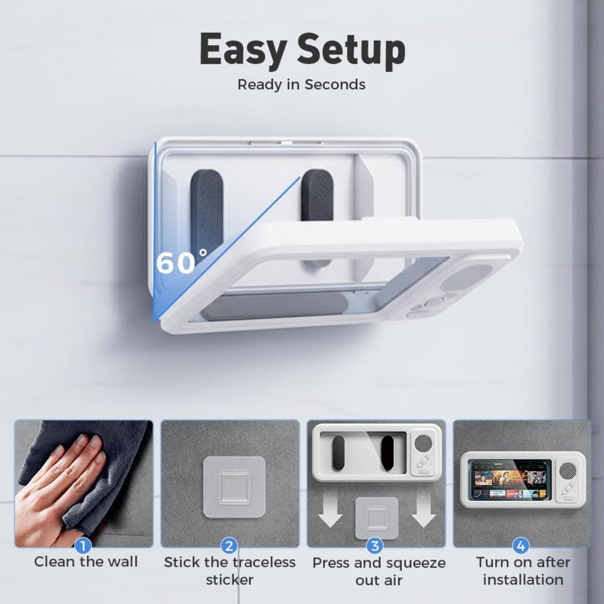 Shower Phone Holder with Speaker