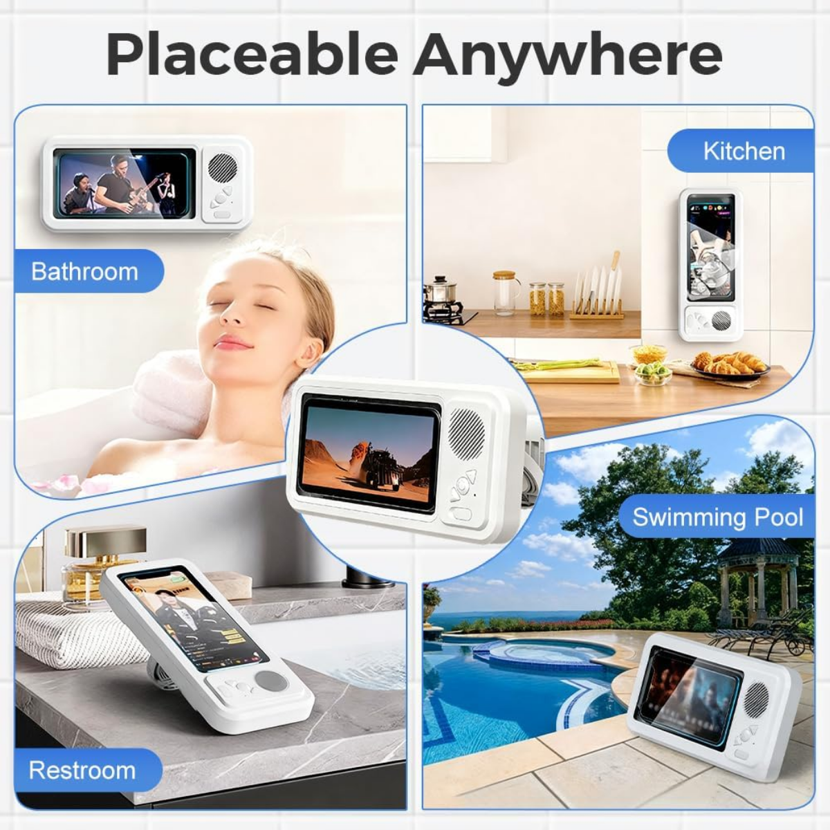 shower phone holder touch screen waterproof