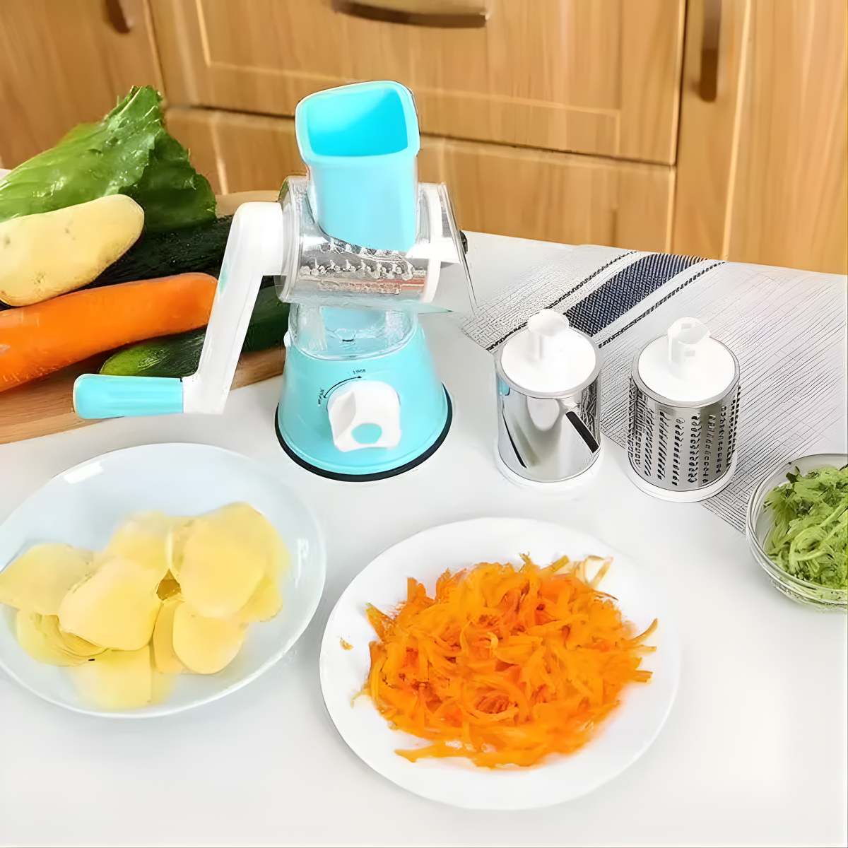 vegetable cutter slicer making cucumber slices