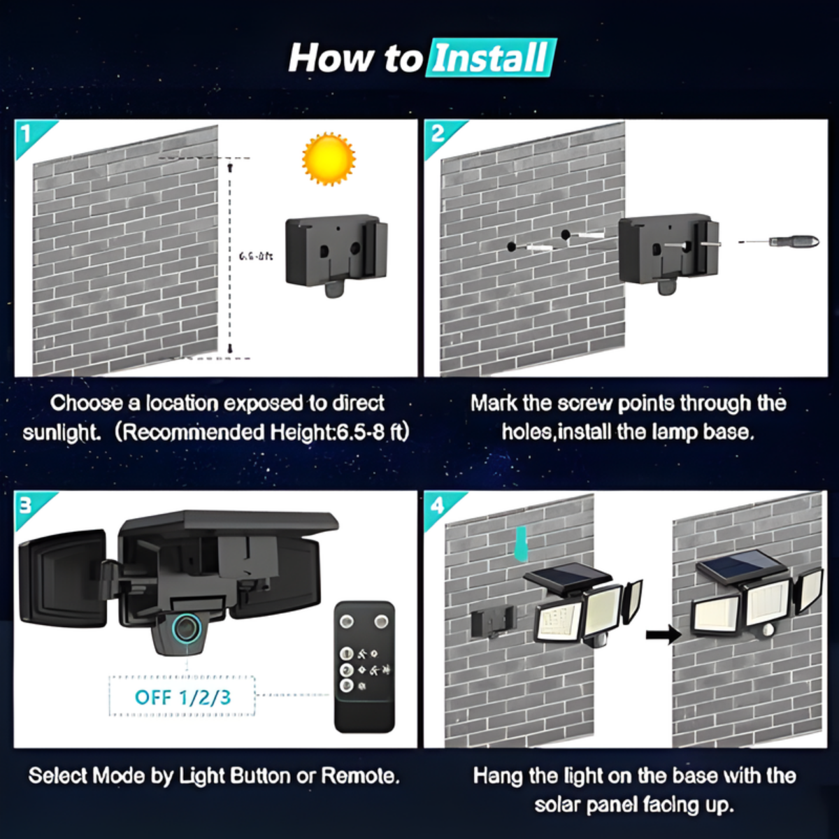 solar outdoor light installation on wall