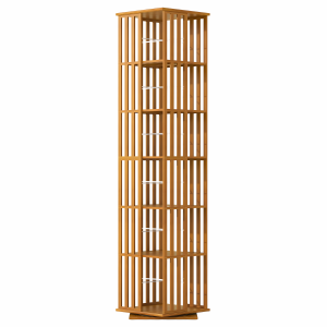 360 degree rotating bookshelf wooden tower