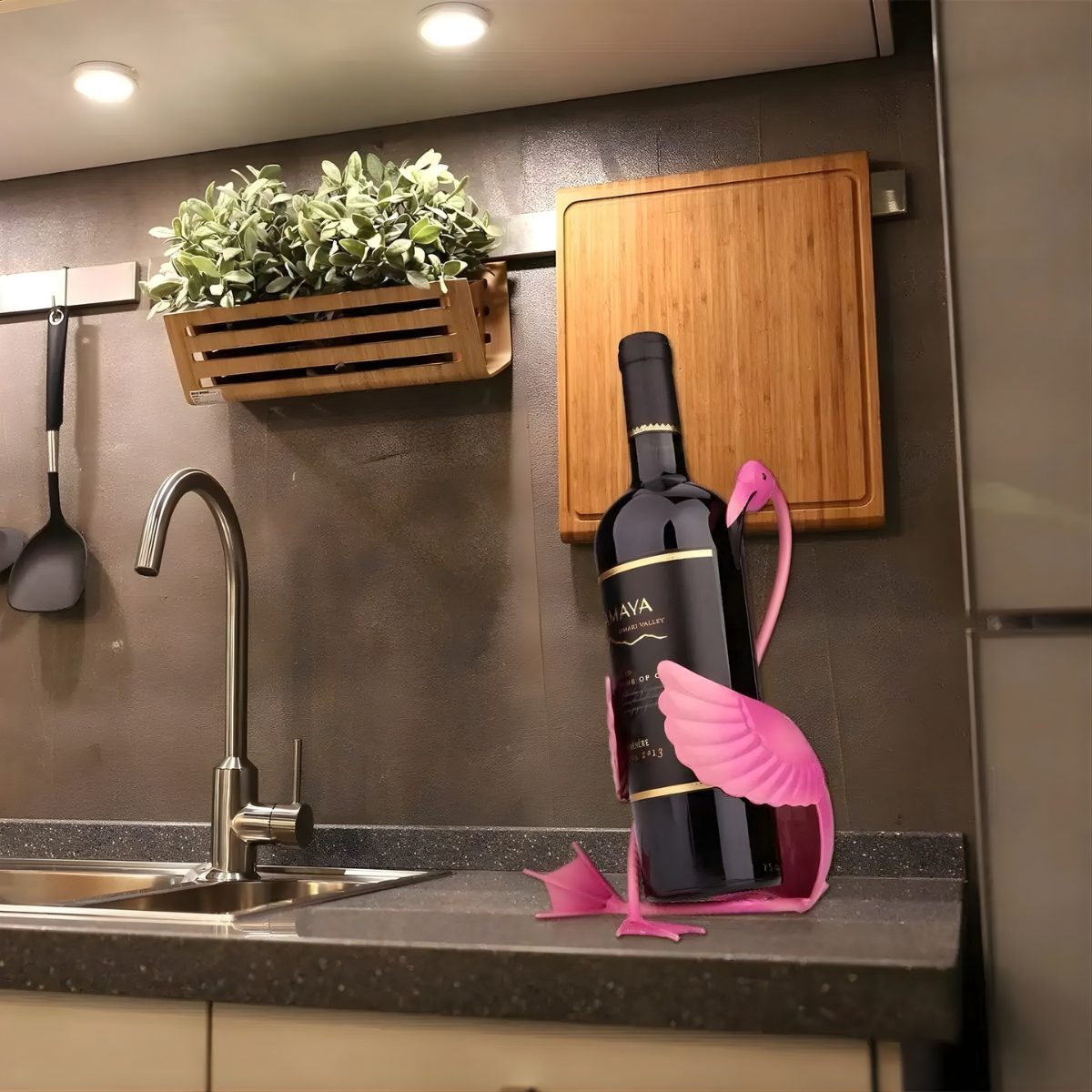 flamingo wine holder pink gold home decor