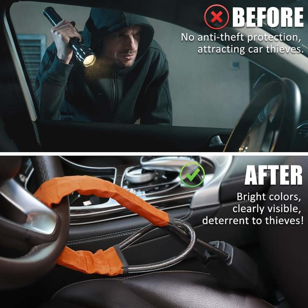 car steering wheel lock braided steel