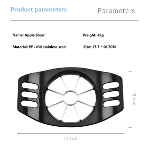 Close-up of sharp stainless steel blades for slicing apples