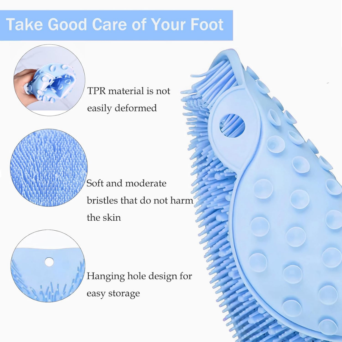 shower foot scrubber exfoliating bristles