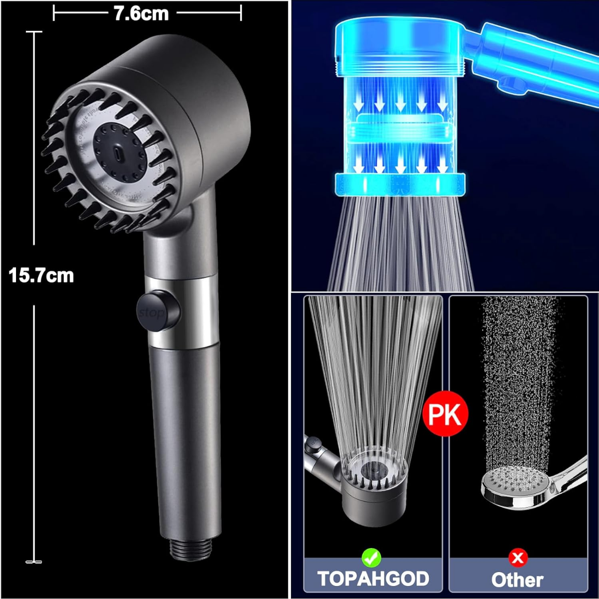 high pressure shower head rainfall mode