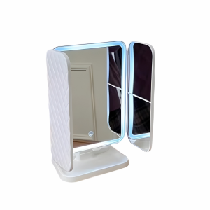 LED makeup mirror with lights on vanity