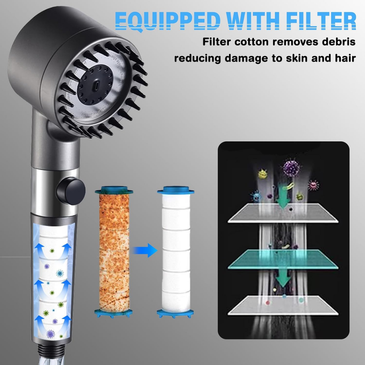 high pressure shower head massage brush