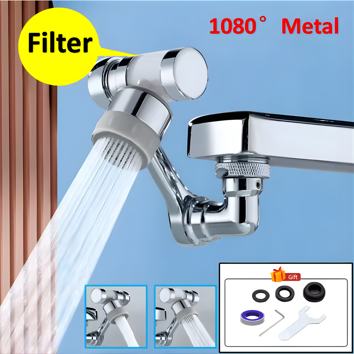 kitchen faucet extender 1080° rotating nozzle
