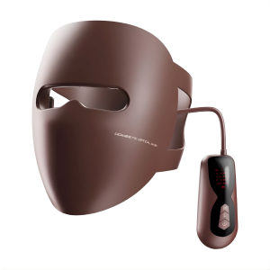 red light therapy mask on face