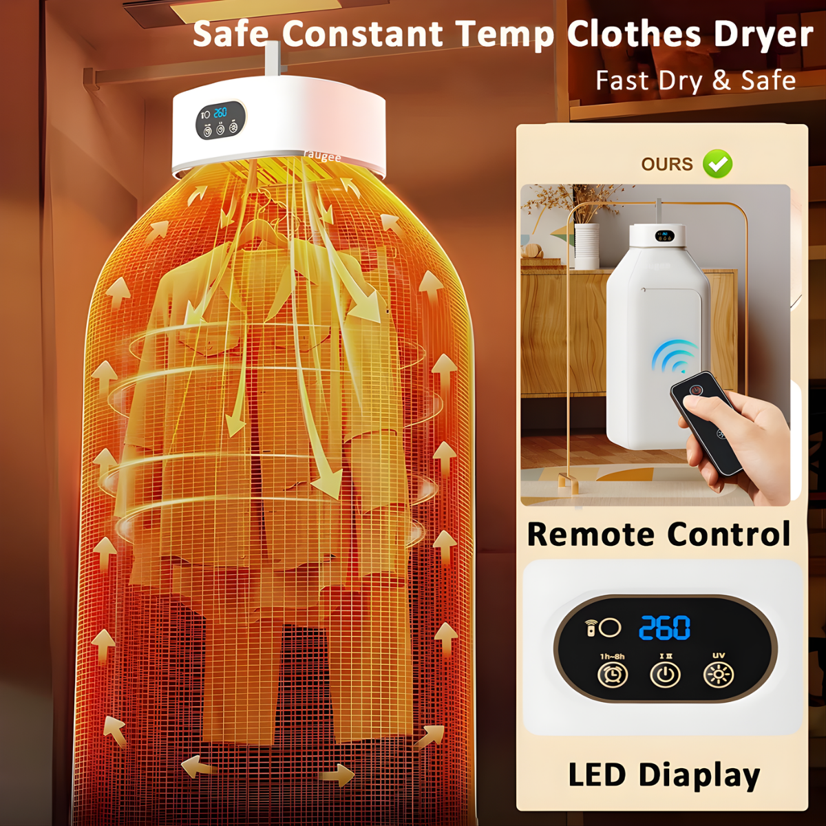 portable clothes dryer with remote