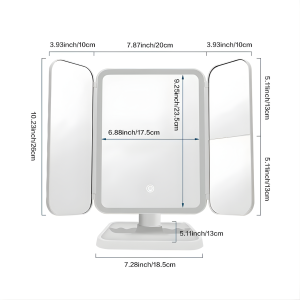LED makeup mirror tri fold design