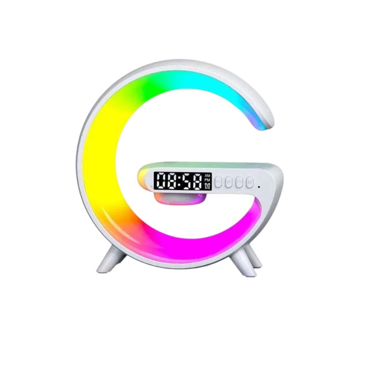 Wireless charger with speaker on desk setup