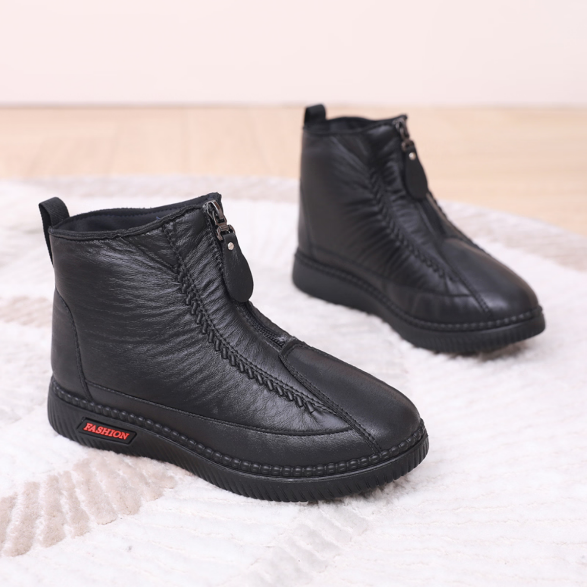 women winter boots front zipper ankle style