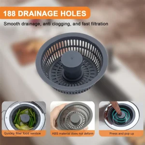 kitchen sink strainer stainless steel pop up