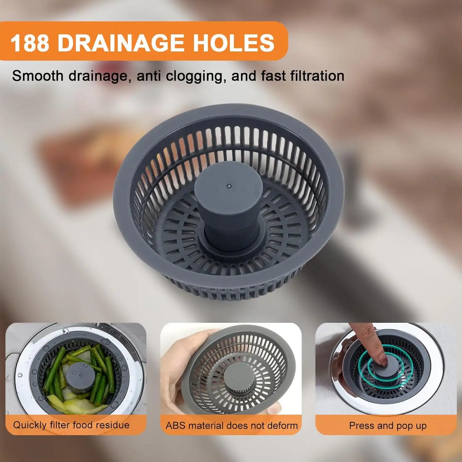 kitchen sink strainer stainless steel pop up