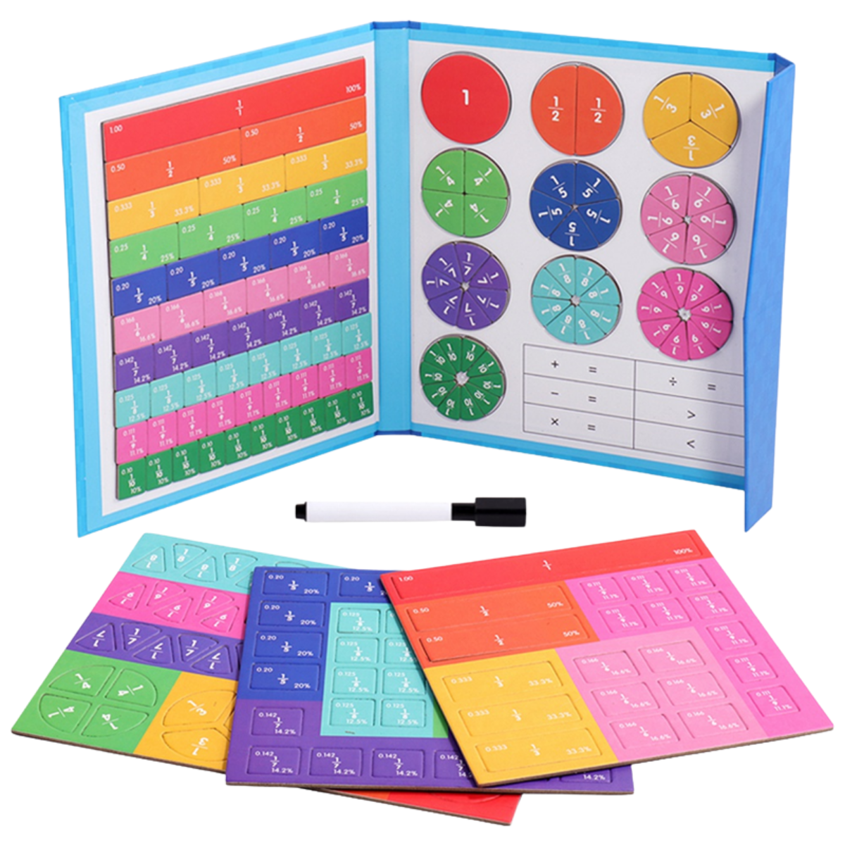 montessori learning toy magnetic fraction book