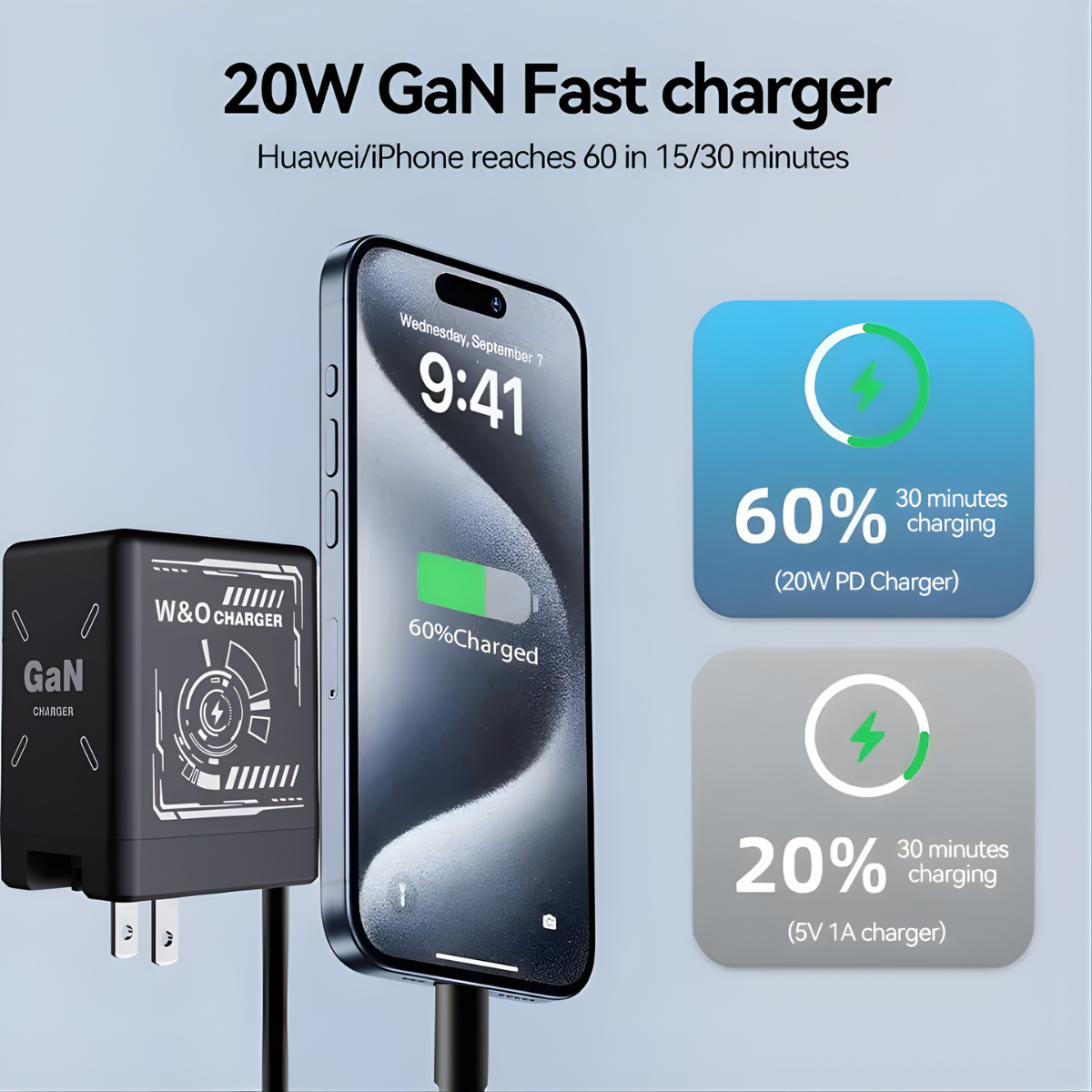 Efficient 120W GaN charger with retractable QC3.0 cable for travel"