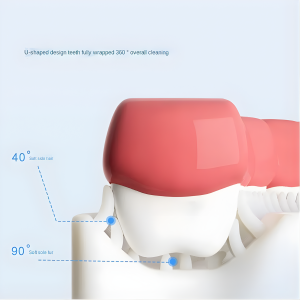 Soft silicone U-shaped toothbrush for toddlers.