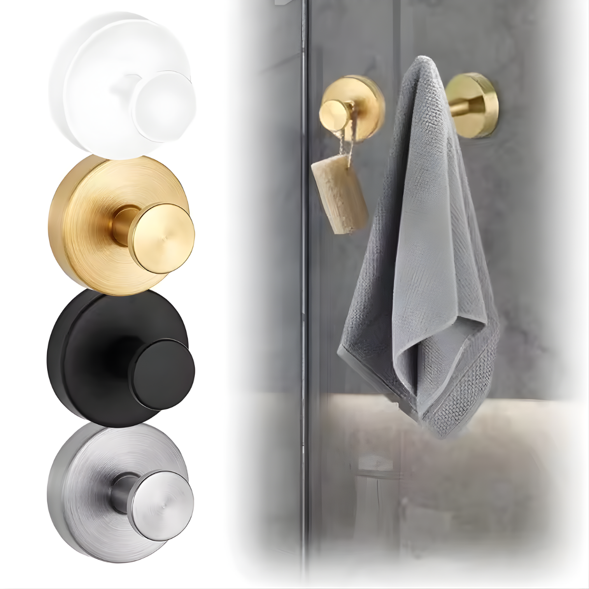 Suction Cup Towel Hook Holding a Towel in the Bathroom