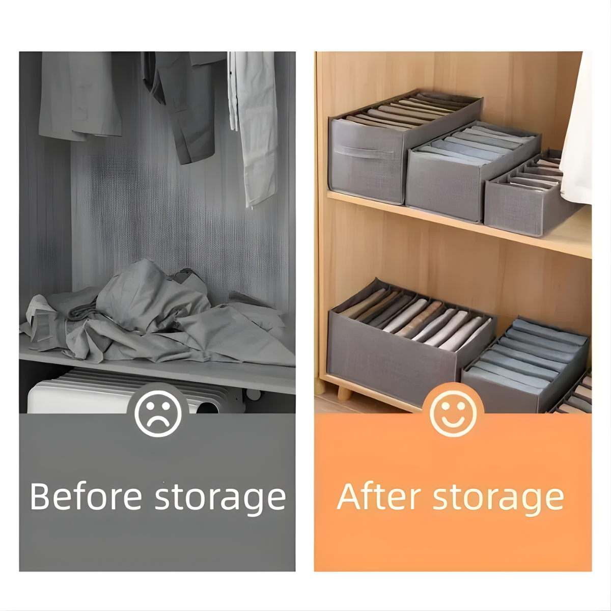 Keep your wardrobe organized with the Wardrobe Organizer Box.