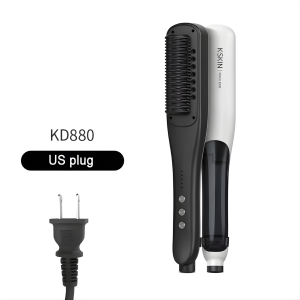 Steam hair straightener brush with steam function activated