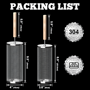 Close-Up of Removable Wooden Handles on Rolling Grill Baskets