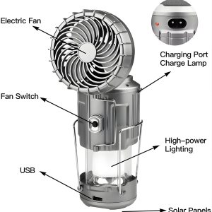 camping fan rechargeable tent