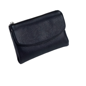 Genuine leather trifold wallet for women, stylish and functional.