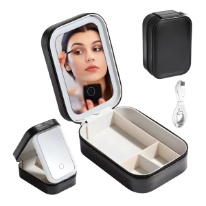 Jewelry Box for Travel with LED Mirror