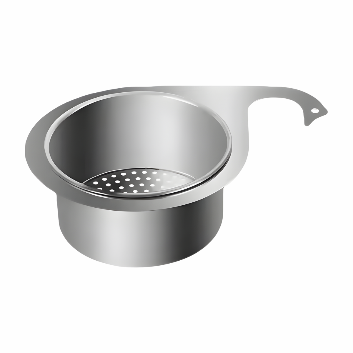 Efficient kitchen strainer sink for catching food debris and preventing clogs