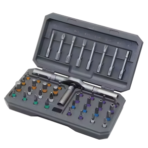 ratcheting screwdriver set with 24 bits