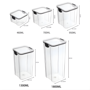 plastic storage jar set sealed lid close-up view