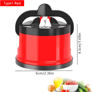 Suction cup knife sharpener for kitchen knives in use