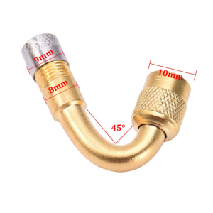 Gold Tire Valve Adapter – 45° Angle for Easy Inflation