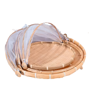 Bamboo woven basket folded for easy storage