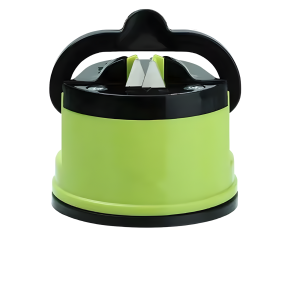 Kitchen knife sharpener with suction cup base in red